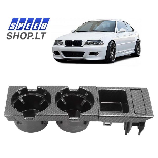 BMW 3 (E46) puodelių laikiklis su monetų dėtuve Carbon